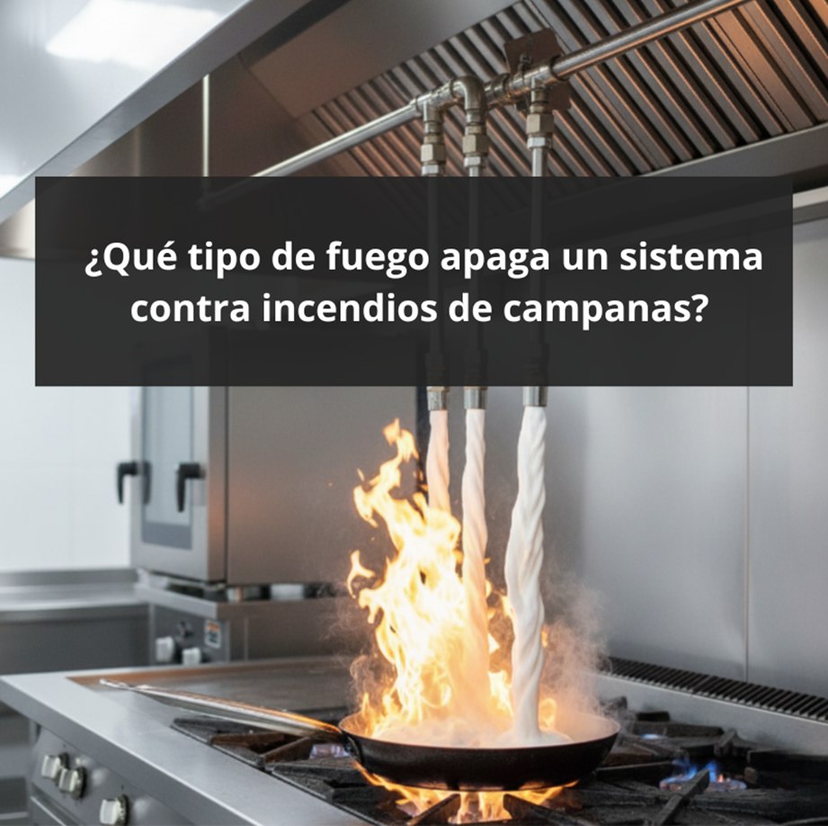 ¿Qué tipo de fuego apaga un sistema contra incendios de campanas? Importancia de los sistemas automáticos en cocinas profesionales.
