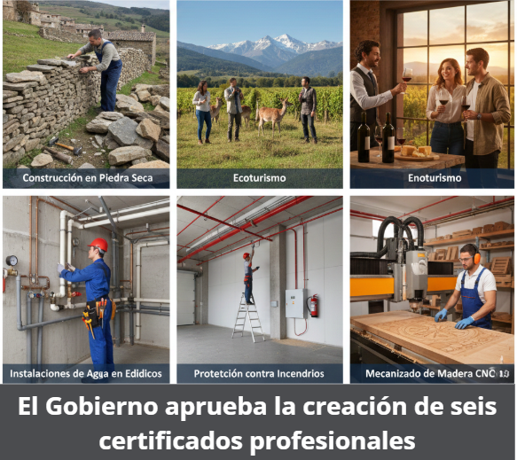 El Gobierno lanza seis certificados profesionales en construcción, turismo e instalación