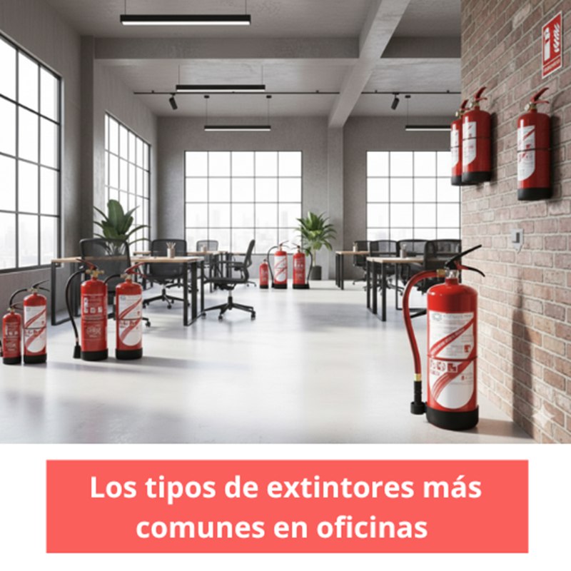 Los tipos de extintores más comunes en oficinas. Guía completa para entender, elegir e instalar la protección adecuada.