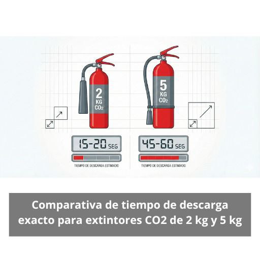 Comparativa técnica precisa entre modelos de extintores CO2 de 2 kg y 5 kg: descarga, alcance y eficiencia real. Evaluación del rendimiento.