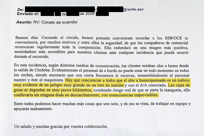 Alerta en el ferrocarril español tras un incidente con humo en un tren de alta velocidad