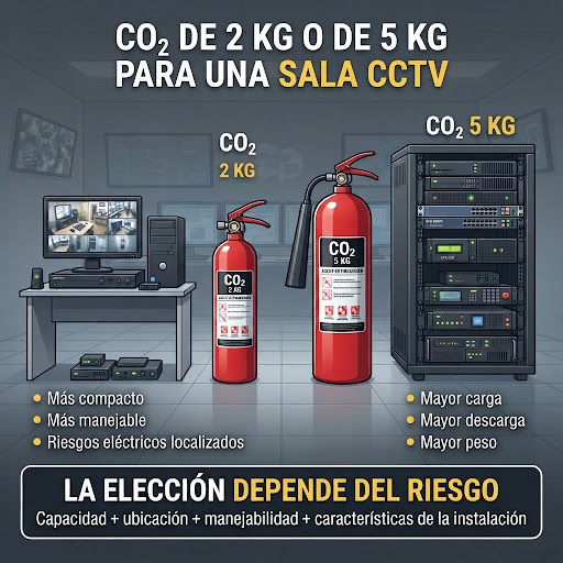 Extintores para Salas de Monitorización de Seguridad (CCTV): qué extintor elegir sin dañar tus servidores