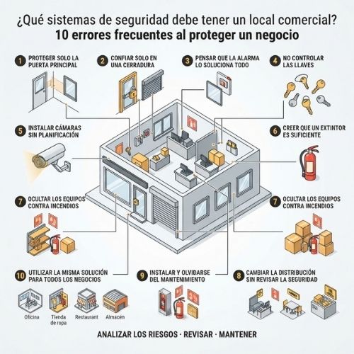 ¿Qué sistemas de seguridad debe tener un local comercial? 10 errores frecuentes al proteger un negocio